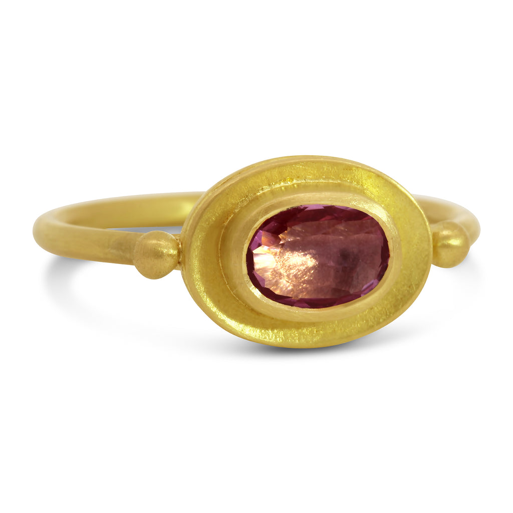 Jean Scott-Moncrieff - 18k Yellow Gold Pink Sapphire Ring - DESIGNYARD, Dublin Ireland.