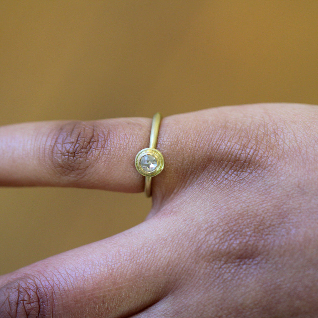 Jean Scott-Moncrieff - 18k Yellow Gold Rose Cut Diamond Ring - DESIGNYARD, Dublin Ireland.