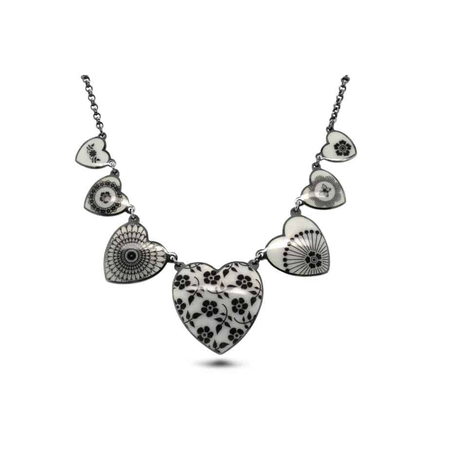 Jane Moore - Sterling Silver Oxidised Seven Heart Necklace - DESIGNYARD, Dublin Ireland.