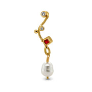 Keshi pearl and ruby seafire single earring