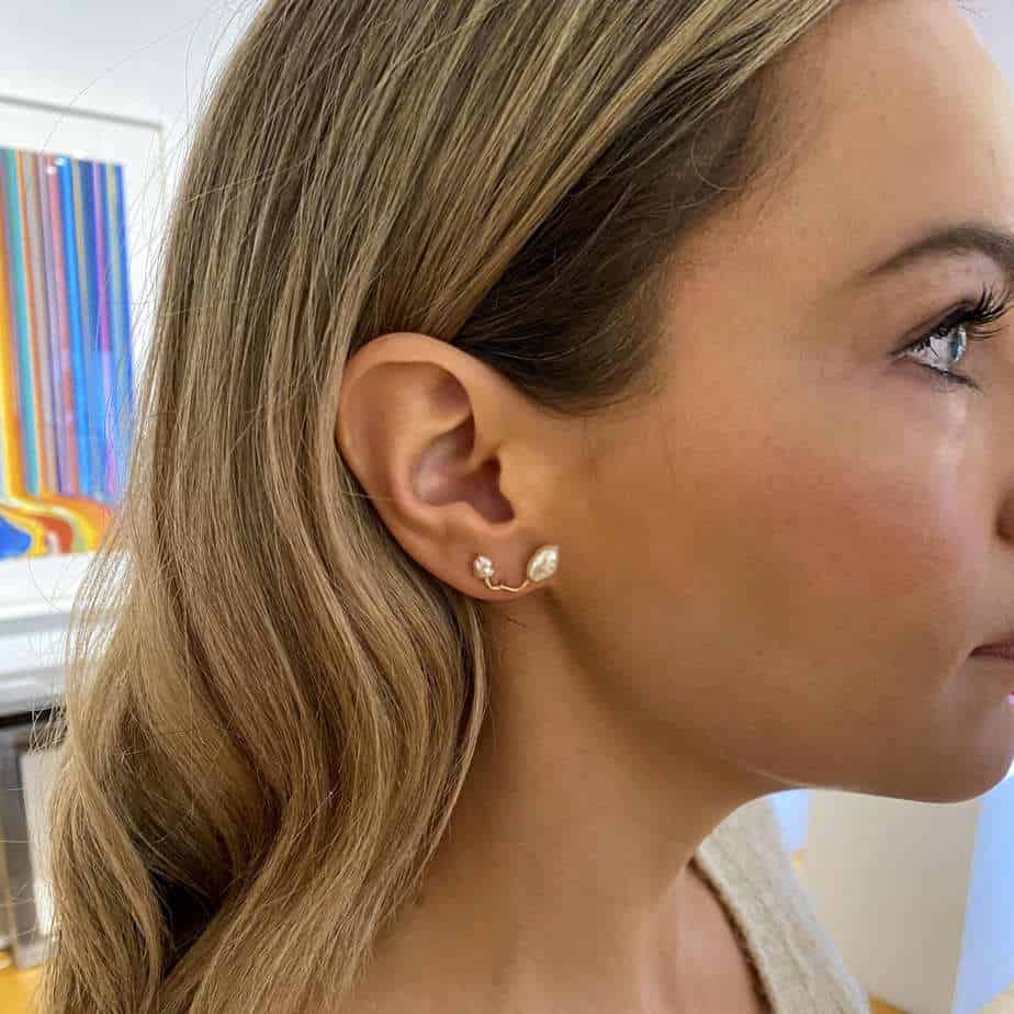 Josephine Bergsøe - 18k Yellow Gold Keshi Pearl Seafire Earrings - DESIGNYARD, Dublin Ireland.