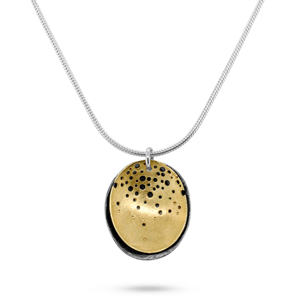 Kate Smith - 9k Yellow Gold Silver Patterned Layered Necklace - DESIGNYARD, Dublin Ireland.