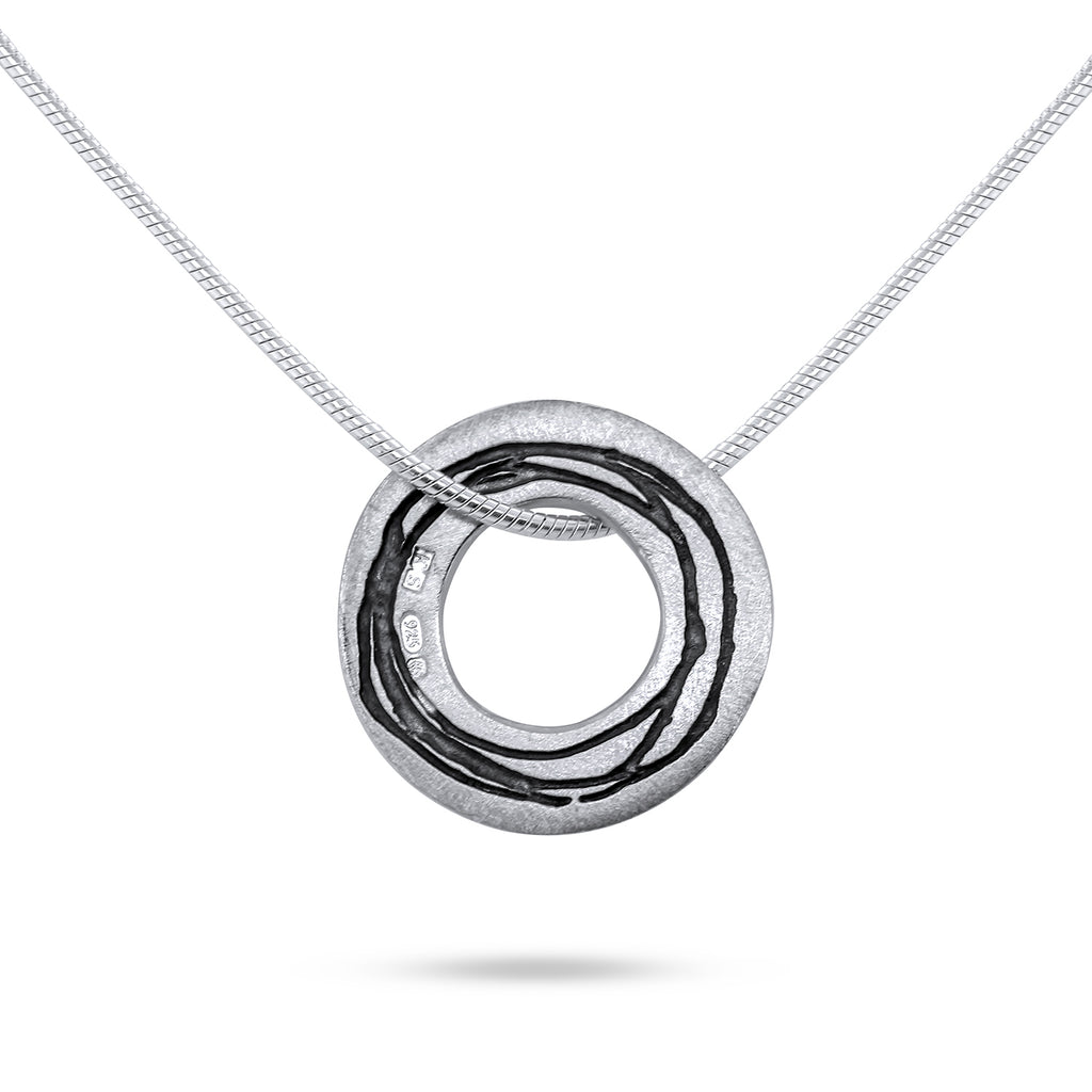 Kate Smith - Sterling Silver Oxidised Etched Necklace - DESIGNYARD, Dublin Ireland.