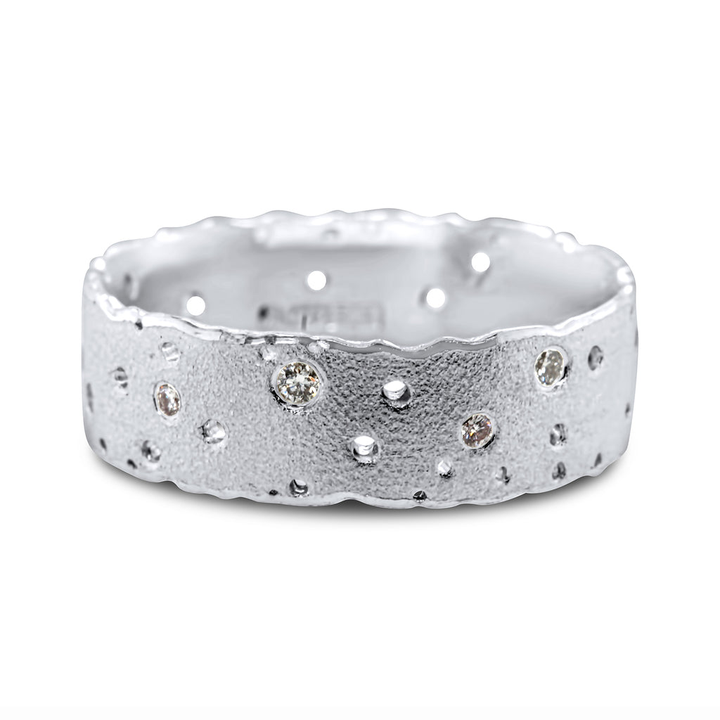 Photograph 1 of Kate Smith's Sterling Silver 10 Scattered Diamond Wedding Ring. Available on DESIGNYARD.com and in our Jewellery Shop Dublin, Ireland. Free Worldwide Shipping with DHL.