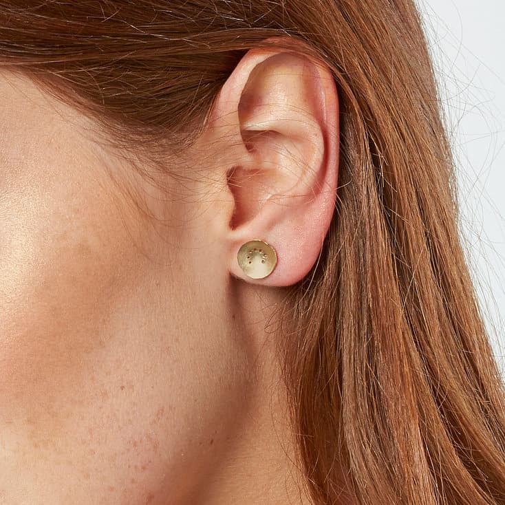 Photograph 4 of Kate Smith's Contemporary 9k Yellow Gold Silver Oxidised Layered Earrings. Available on DESIGNYARD.com and in our Jewellery Shop Dublin, Ireland. Free Worldwide Shipping with DHL.
