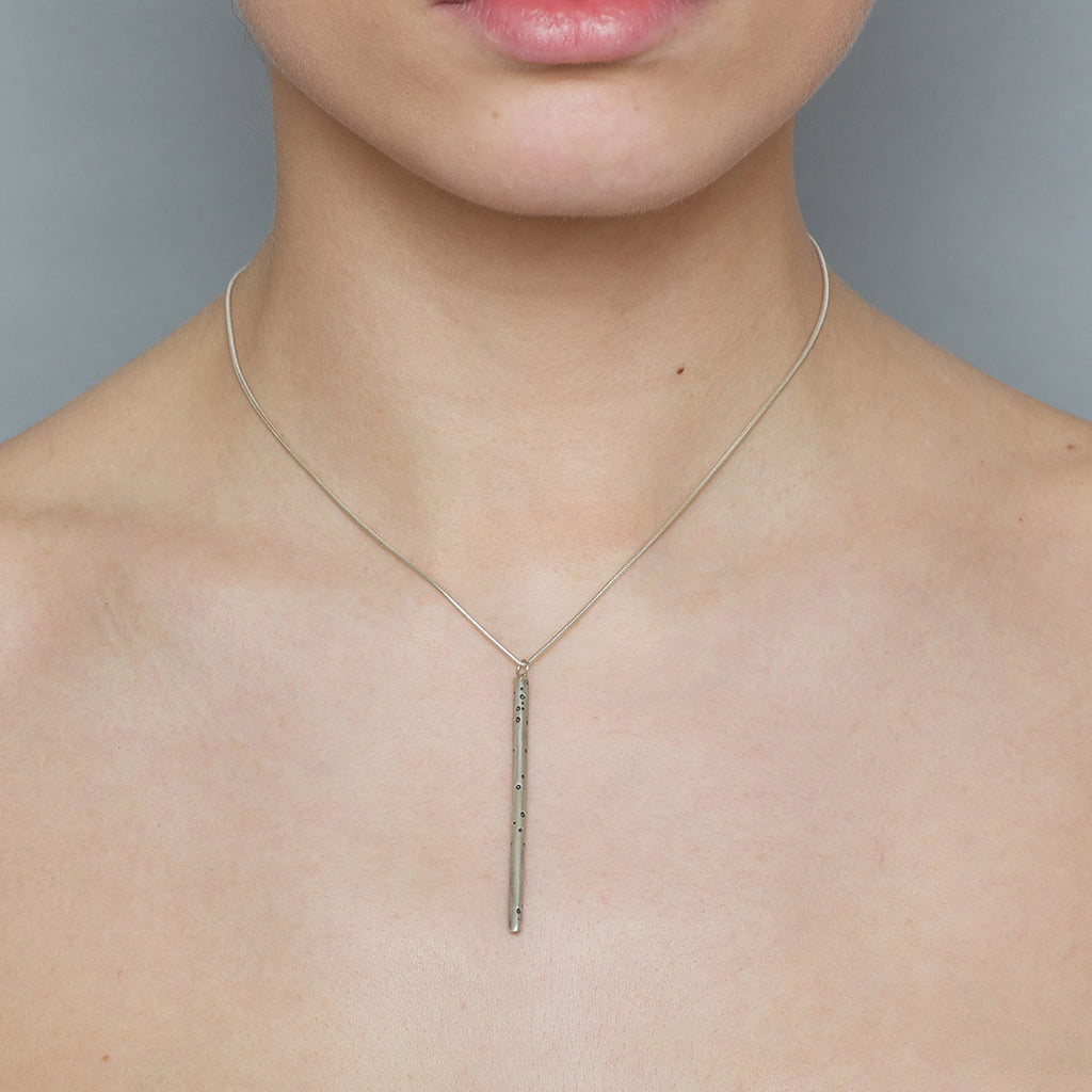 Photograph 2 of Kate Smith's Contemporary Sterling Silver Bar Pendant. Available on DESIGNYARD.com and in our Jewellery Shop Dublin, Ireland. Worldwide Shipping with DHL.