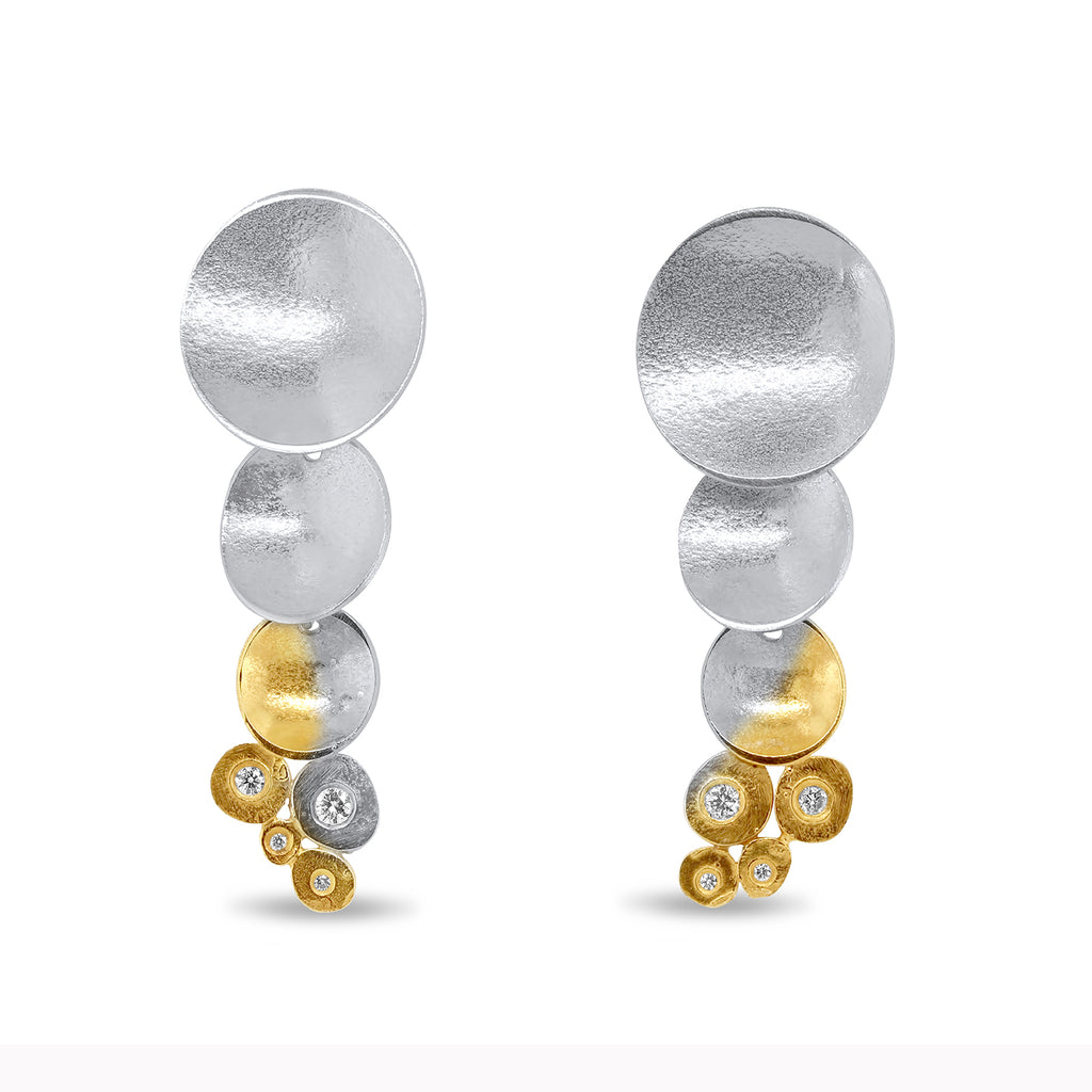 Kokkino - Electra Diamond Cluster Yellow Gold Plated Silver Earrings - DESIGNYARD, Dublin Ireland.