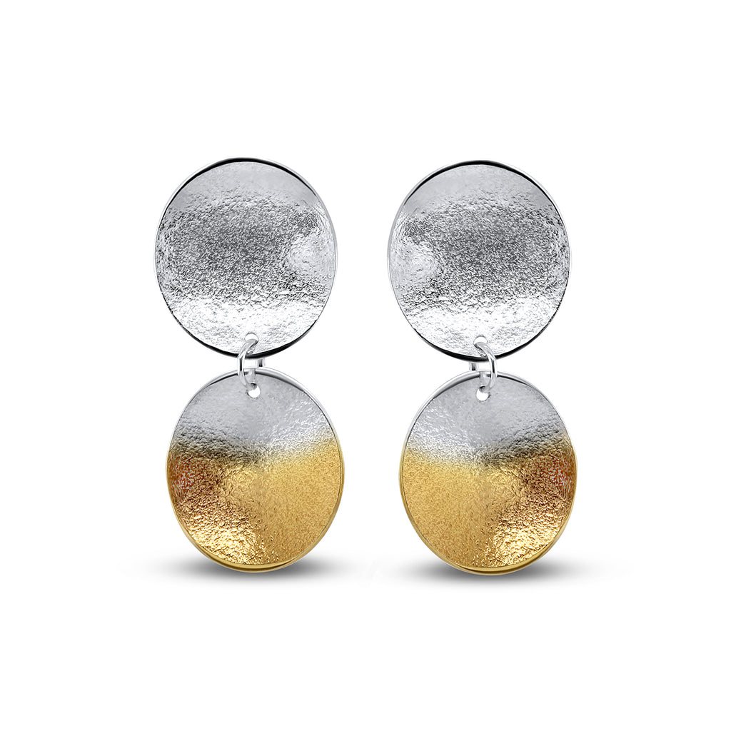 Kokkino - Electra Double Drop Yellow Gold Plated Silver Earrings - DESIGNYARD, Dublin Ireland.