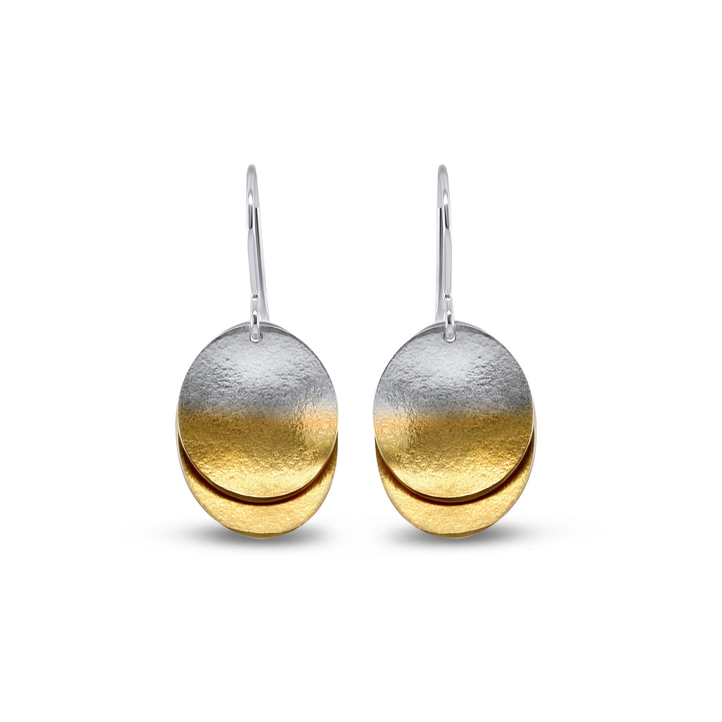 Kokkino - Electra Double Gold Plated Silver Hook Earrings - DESIGNYARD, Dublin Ireland.