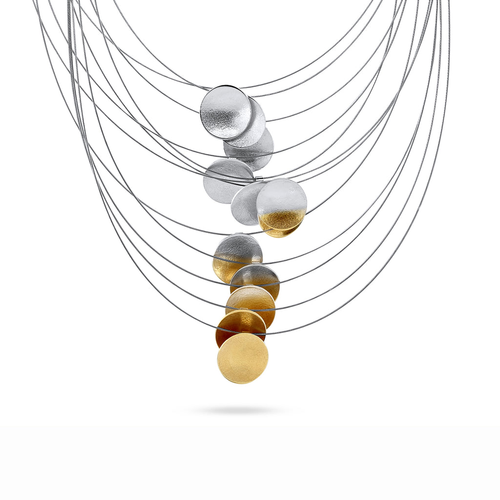 Kokkino - Electra Multi Strand Silver Gold Plated Necklace - DESIGNYARD, Dublin Ireland.