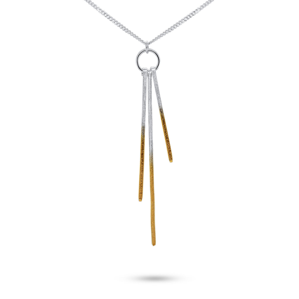 Photograph 1 of Kokkino's Contemporary Shimmer Triple Silver 24k Yellow Gold Necklace. Available on DESIGNYARD.com and in our Jewellery Shop Dublin, Ireland. Shipping Worldwide with DHL.