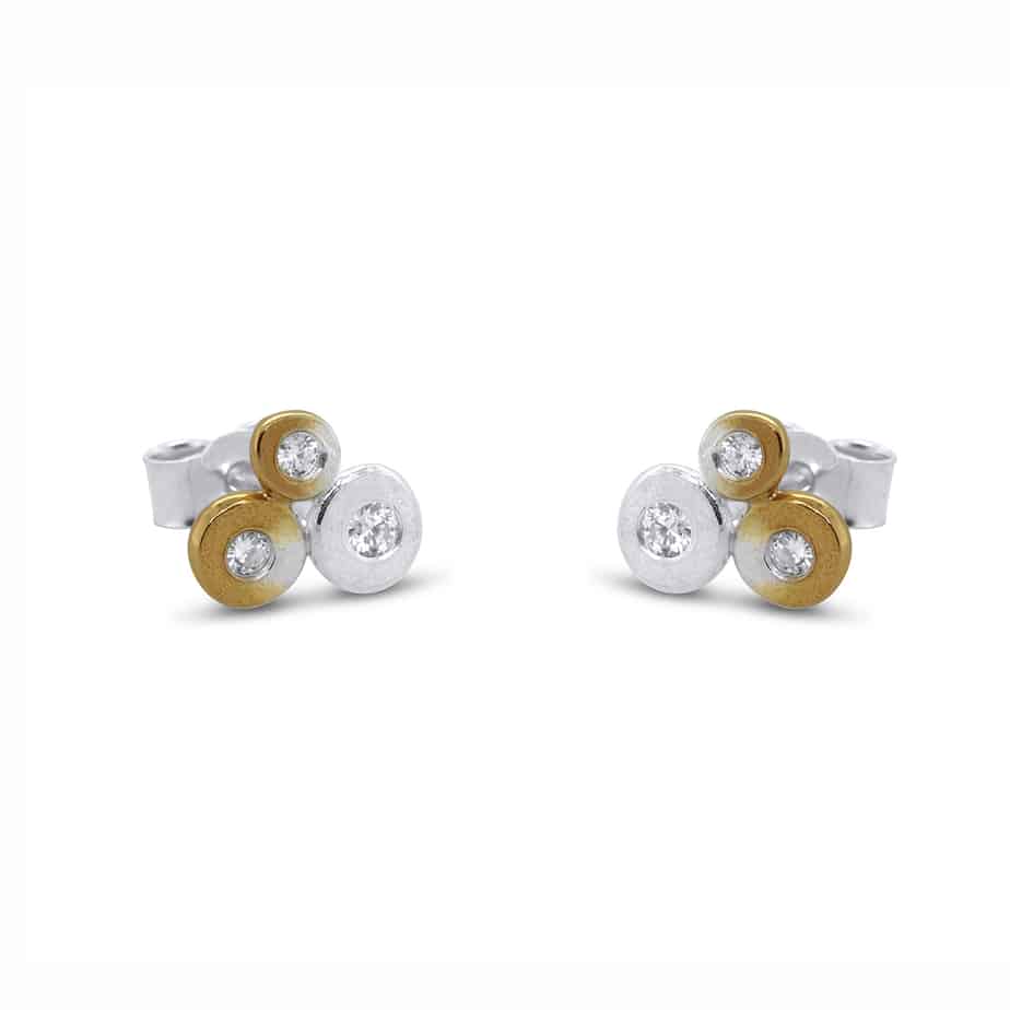 Kokkino - Electra Diamond Yellow Gold Plated Silver Studs - DESIGNYARD, Dublin Ireland.