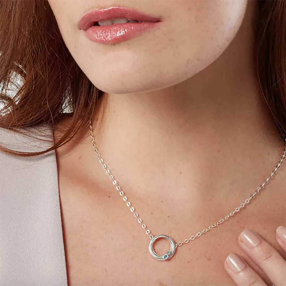 Photograph 2 of Kate Smith's Contemporary Sterling Silver Aquamarine Swirl Necklace. Available on DESIGNYARD.com and in our Jewellery Shop Dublin, Ireland. Free Worldwide Shipping with DHL.