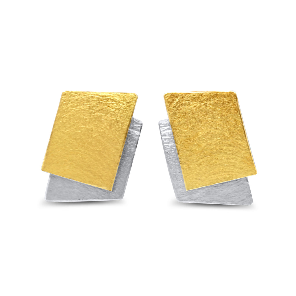 Manu - Manu Sterling Silver 22k Yellow Gold Bi Metal Layered Earrings - DESIGNYARD, Dublin Ireland.