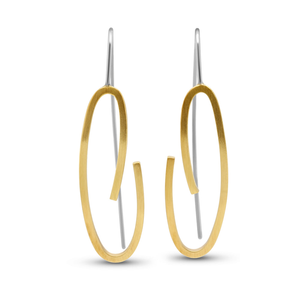 Manu - Silver 22k Yellow Gold Bi-Metal Swirl Earrings - DESIGNYARD, Dublin Ireland.