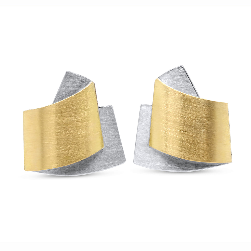Manu - Sterling Silver 22k Yellow Gold Clip-on Earrings - DESIGNYARD, Dublin Ireland.