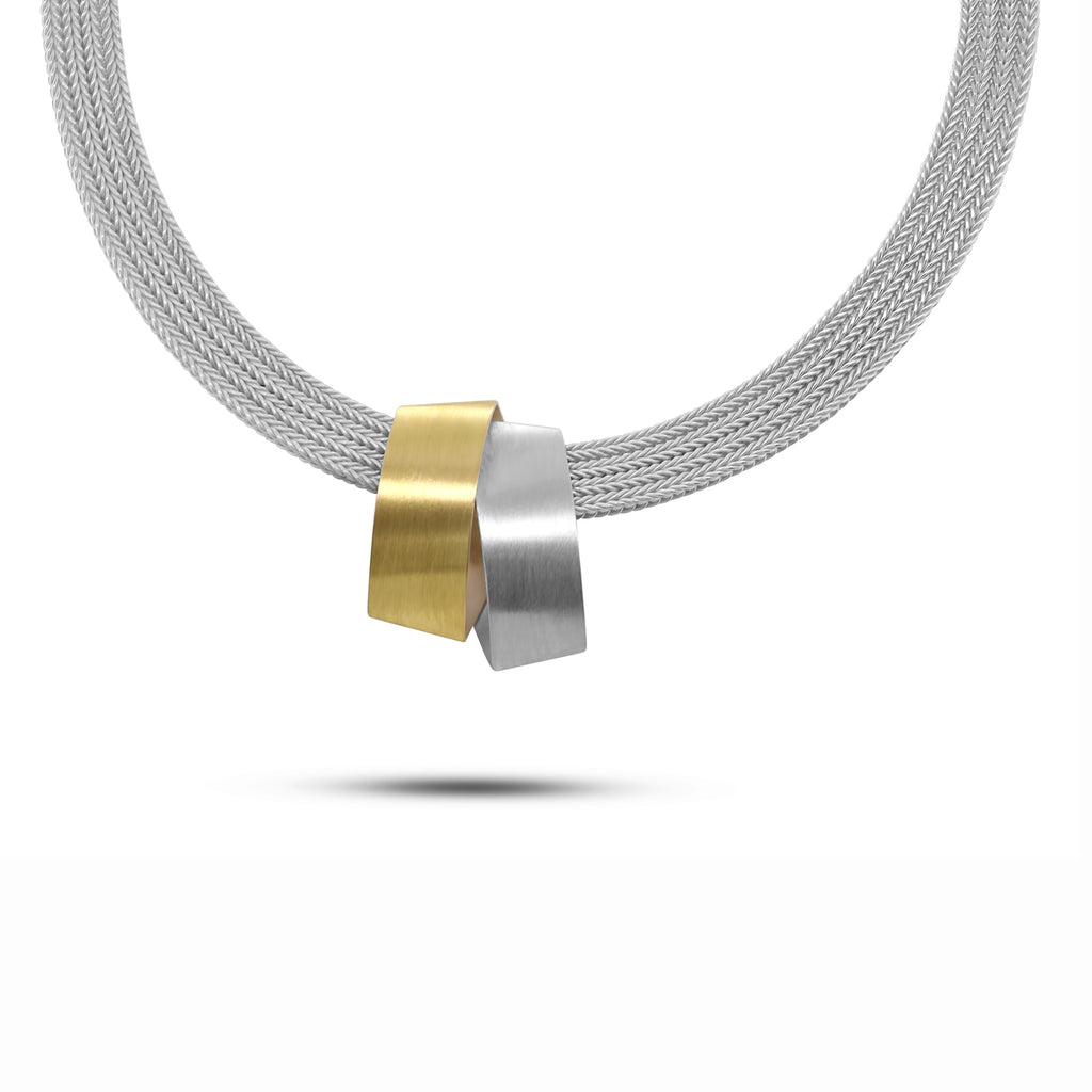 Manu - Sterling Silver 22k Yellow Gold Bi-Metal Foxchain Necklace - DESIGNYARD, Dublin Ireland.