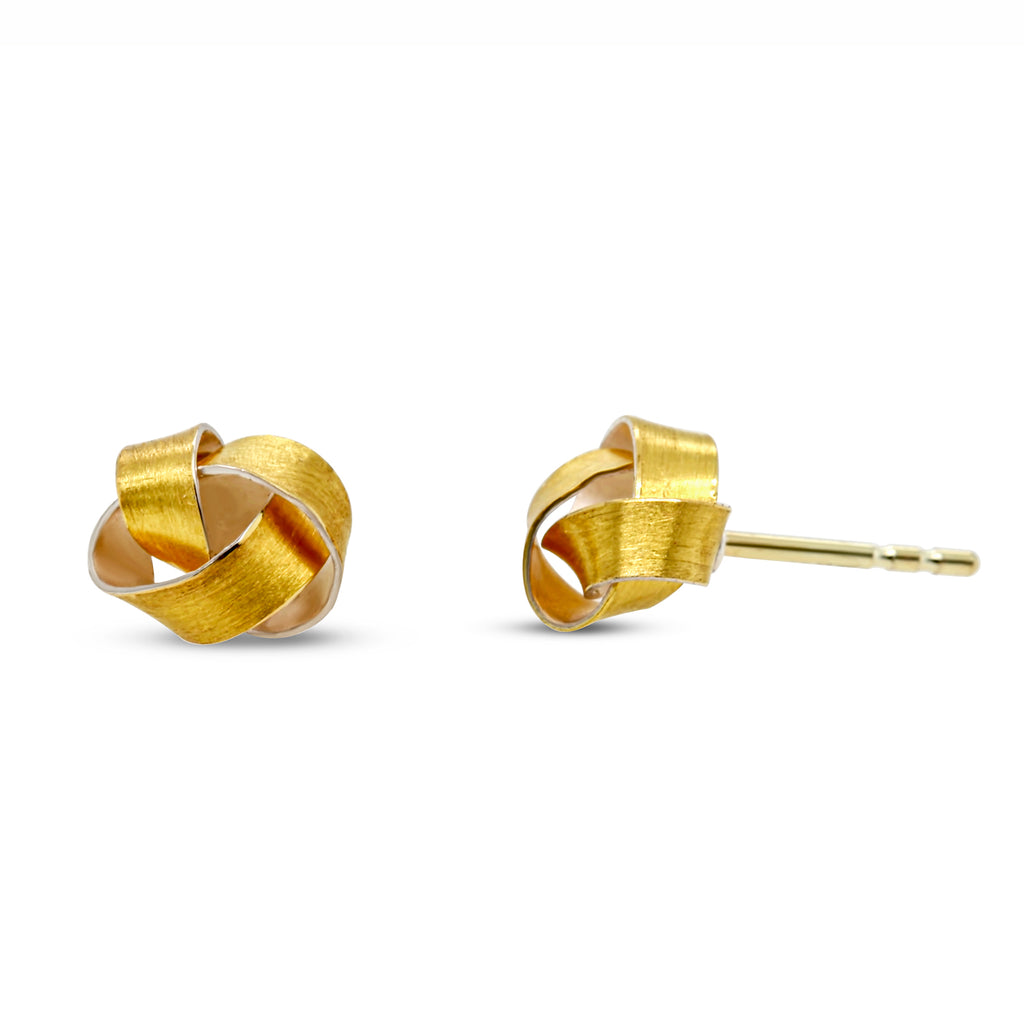 Photograph 1 of Manu's Contemporary Sterling Silver 22k Yellow Gold Bi-Metal Knot Statement Earrings. Available on DESIGNYARD.com and in our Jewellery Shop Dublin, Ireland. Free Worldwide Shipping with DHL.