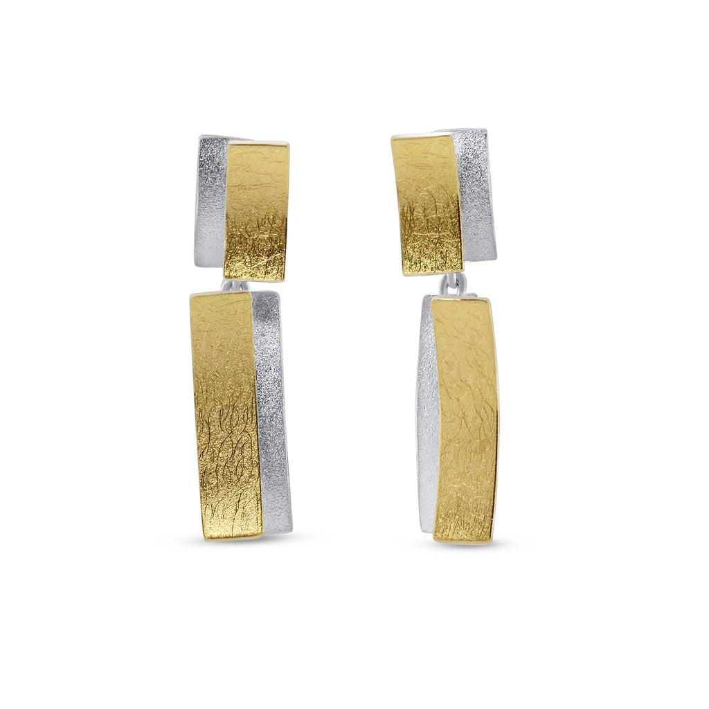 Manu - Sterling Silver 22k Yellow Gold Bi-Metal Drop Earrings - DESIGNYARD, Dublin Ireland.