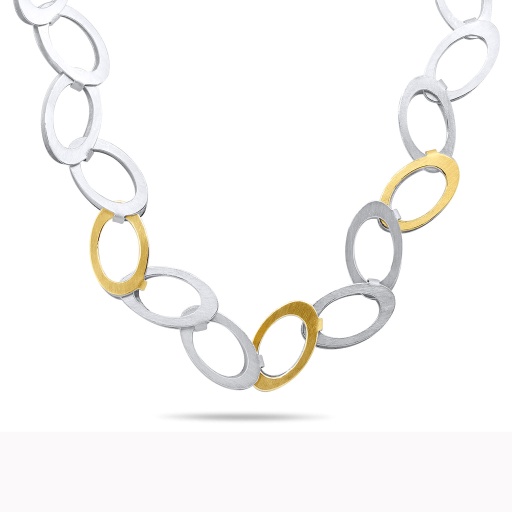 Manu - Sterling Silver 22k Yellow Gold Dancing Oval Necklace - DESIGNYARD, Dublin Ireland.