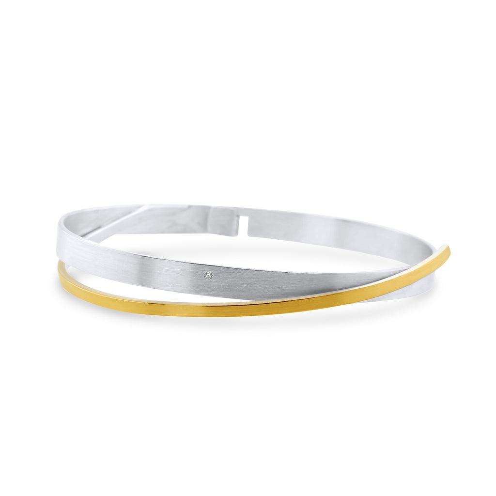 Photograph 1 of Manu's Contemporary Sterling Silver 22k Yellow Gold Bi-Metal Diamond Cosmos Bracelet. Available on DESIGNYARD.com and in our Jewellery Shop Dublin, Ireland. Free Worldwide Shipping with DHL.