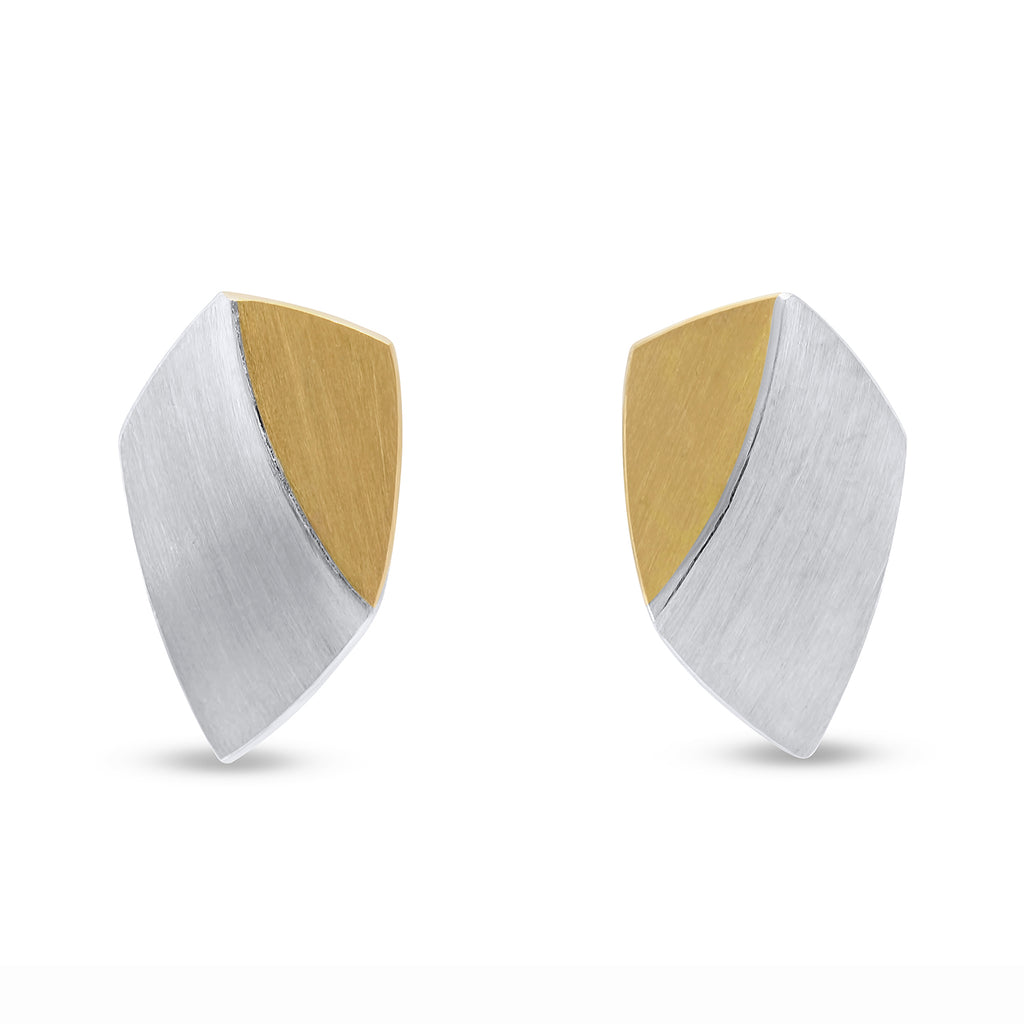 Manu - Sterling Silver 22k Yellow Gold Shield Earrings - DESIGNYARD, Dublin Ireland.