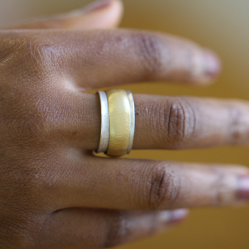 Manu - Sterling Silver 22k Yellow Gold Spinning Band Ring - DESIGNYARD, Dublin Ireland.