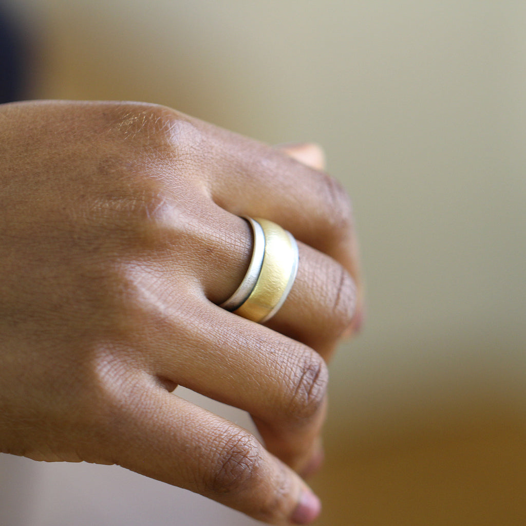 Manu - Sterling Silver 22k Yellow Gold Spinning Band Ring - DESIGNYARD, Dublin Ireland.