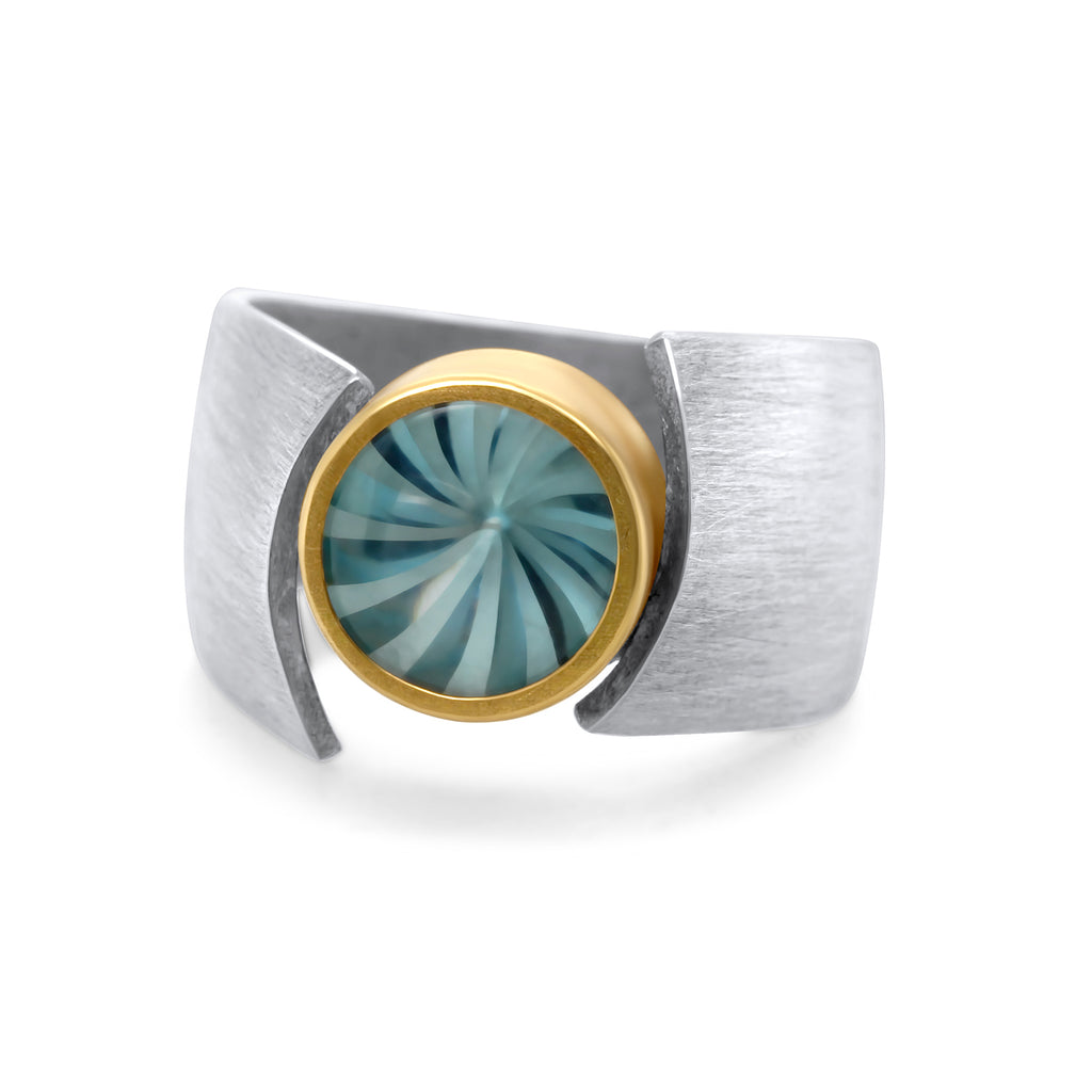 Photograph 1 of Manu's Contemporary Sterling Silver 22k Yellow Gold Topaz Ring. Available on DESIGNYARD.com and in our Jewelry Store Dublin, Ireland.