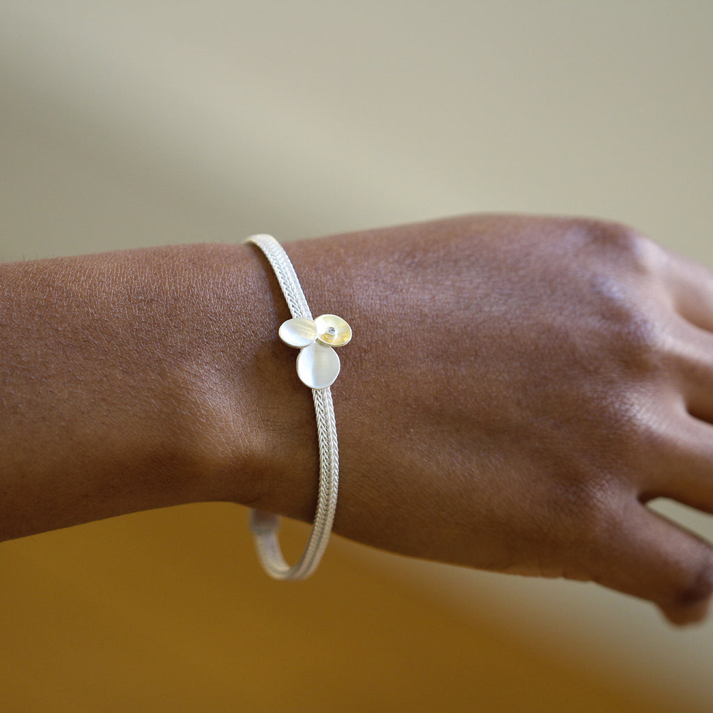 Manu - Sterling Silver 22k Yellow Gold Trillium Diamond Bracelet - DESIGNYARD, Dublin Ireland.