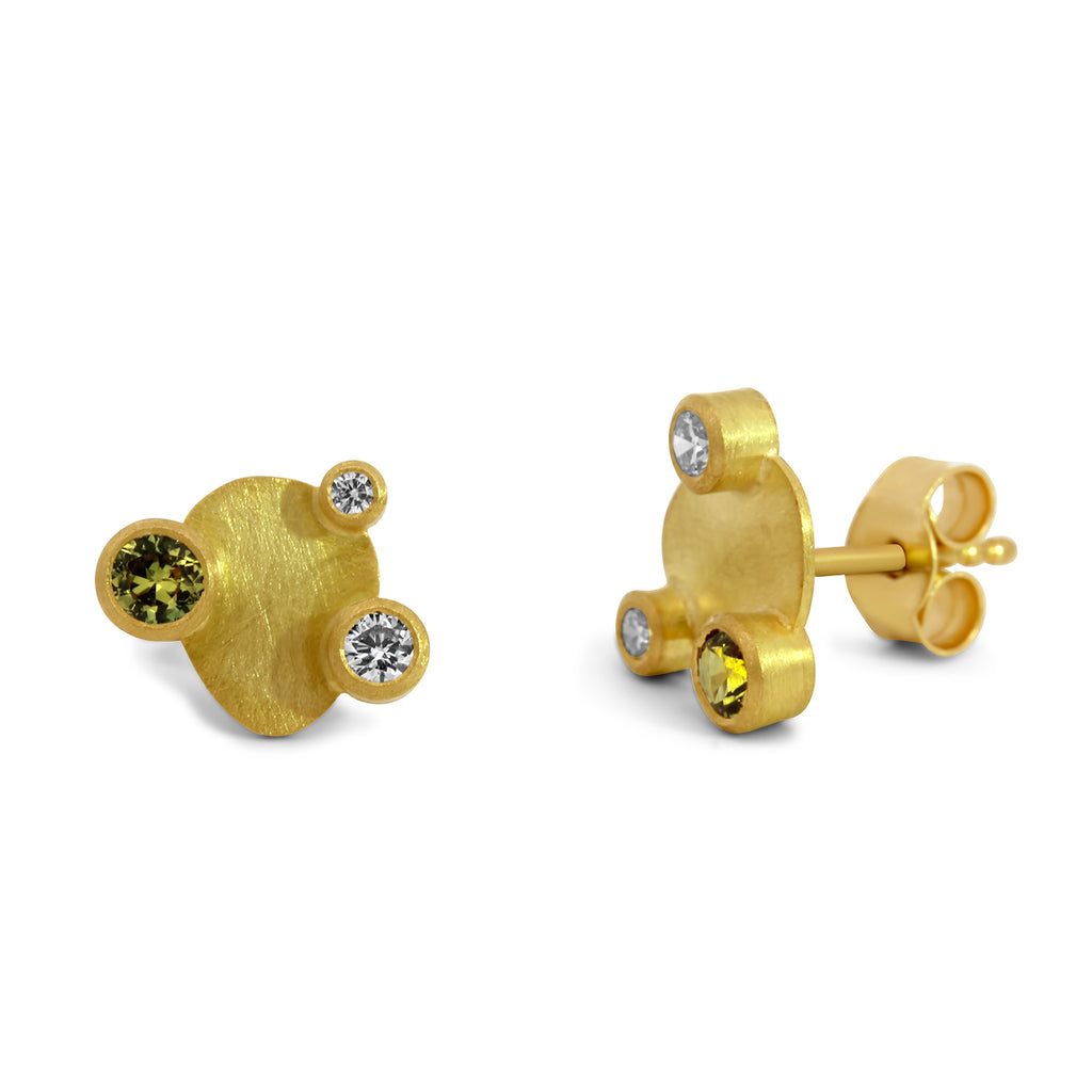 Mark Nuell - 18k Yellow Gold Yellow Sapphire Diamond Earrings - DESIGNYARD, Dublin Ireland.