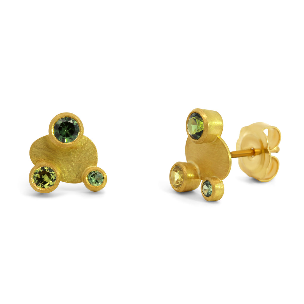 Mark Nuell - 18k Yellow Gold Green Yellow Sapphire Earrings - DESIGNYARD, Dublin Ireland.
