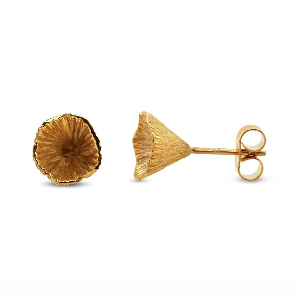 Martina Hamilton - 9k Yellow Gold Shell Cone Stud Earrings - DESIGNYARD, Dublin Ireland.