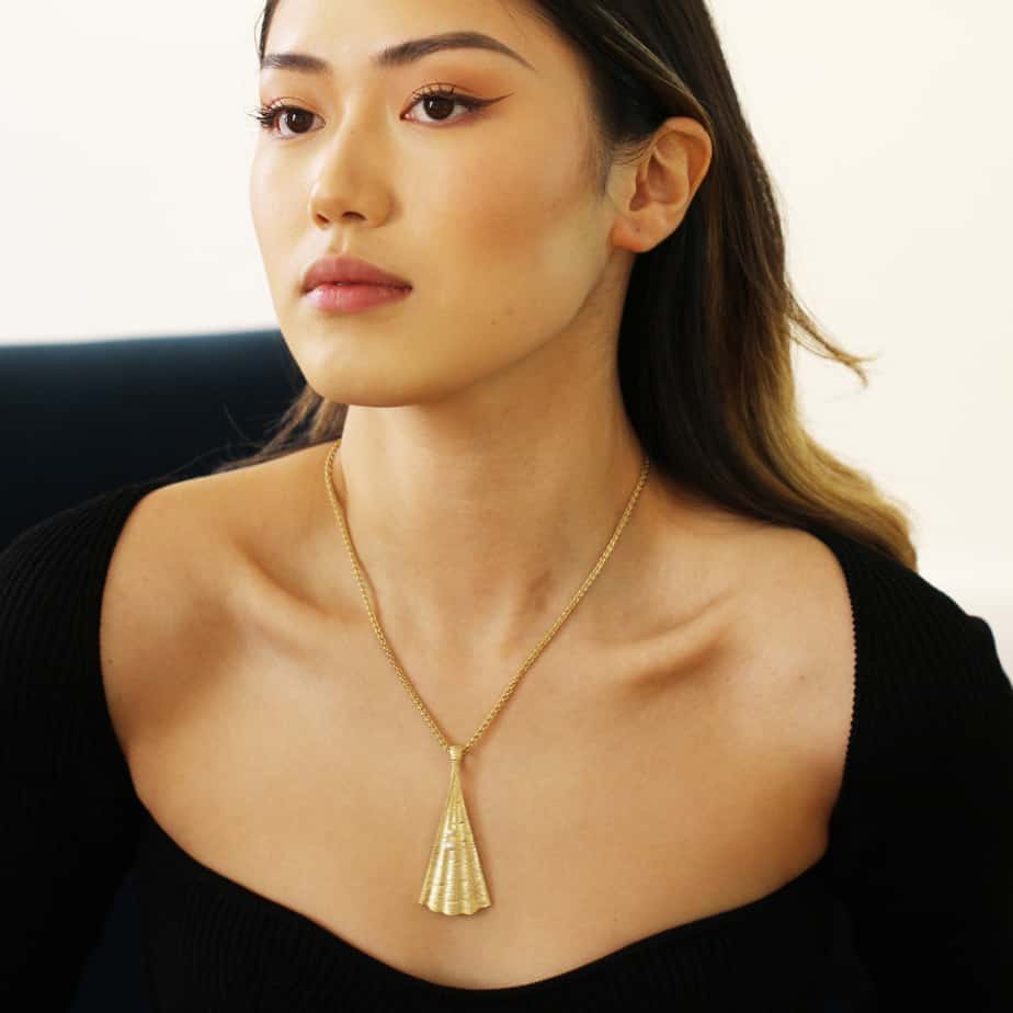 Martina Hamilton - 9k Yellow Gold Shore Fan Pearl Necklace - DESIGNYARD, Dublin Ireland.