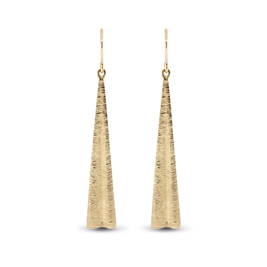 Martina Hamilton - 9k Yellow Gold Shore Long Drop Earrings - DESIGNYARD, Dublin Ireland.