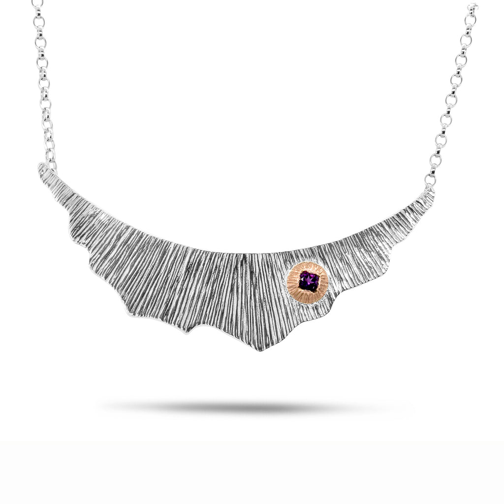 Martina Hamilton - Sterling Silver 9k Rose Gold Amethyst Seashore Necklace - DESIGNYARD, Dublin Ireland.