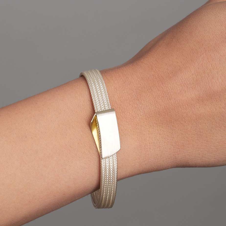 Manu - Sterling Silver 22k Yellow Gold Bi-Metal Foxchain Sail Bracelet - DESIGNYARD, Dublin Ireland.