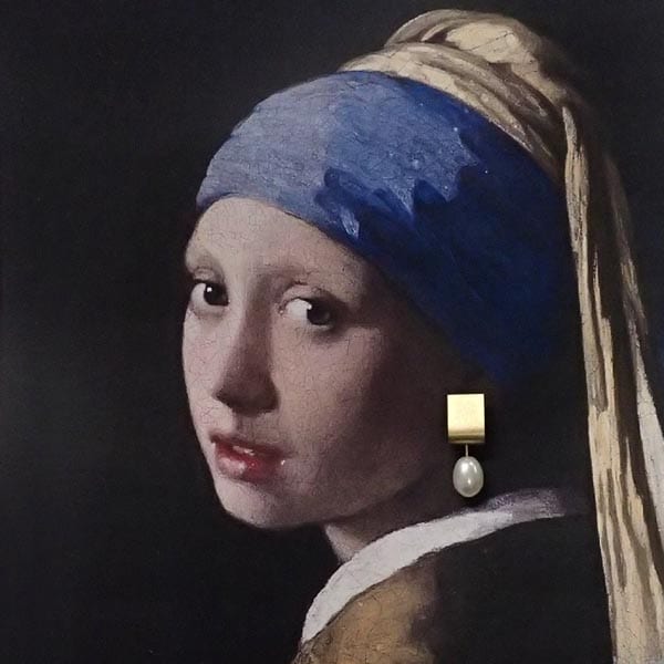 Photograph 2 of Cardillac's Contemporary 14k Yellow Gold Girl With A Pearl Statement Earring II. Available on DESIGNYARD.com and in  our Jewellery Shop Dublin, Ireland. Free Worldwide Shipping with DHL.