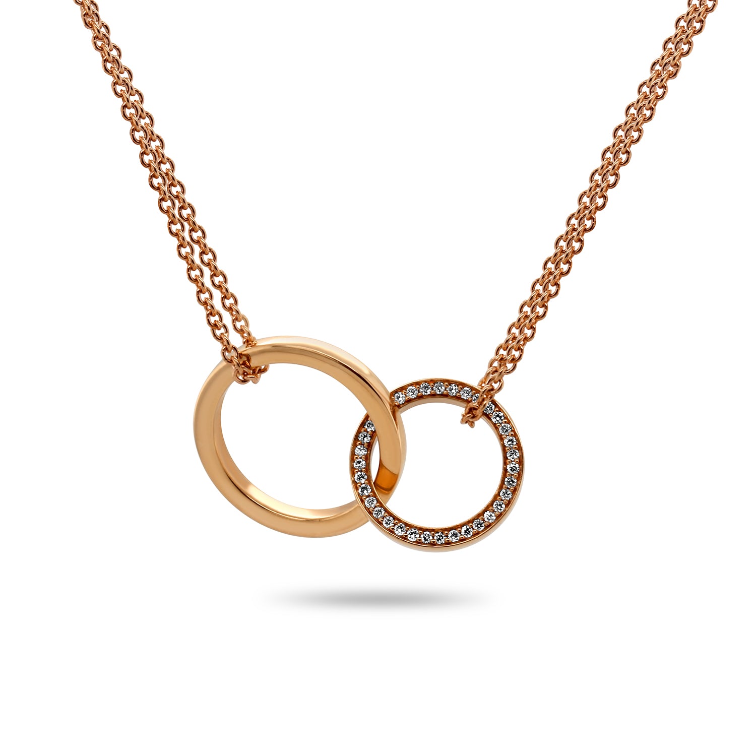 Interlocking Circles Double Circle Diamond Necklace 1/5 Ctw