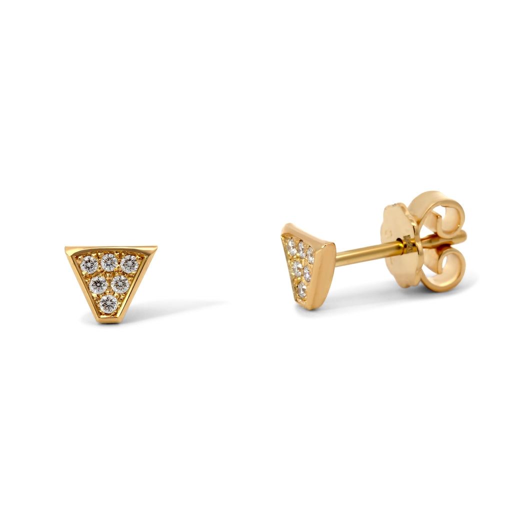 Meister - 18k Yellow Gold Shield Diamond Earrings - DESIGNYARD, Dublin Ireland.