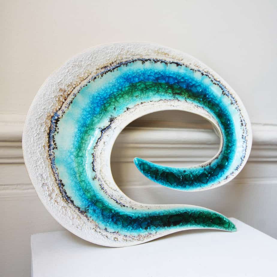 Michele Hannan - Ceramic Blue Green Swirl Wall Hanging - DESIGNYARD, Dublin Ireland.