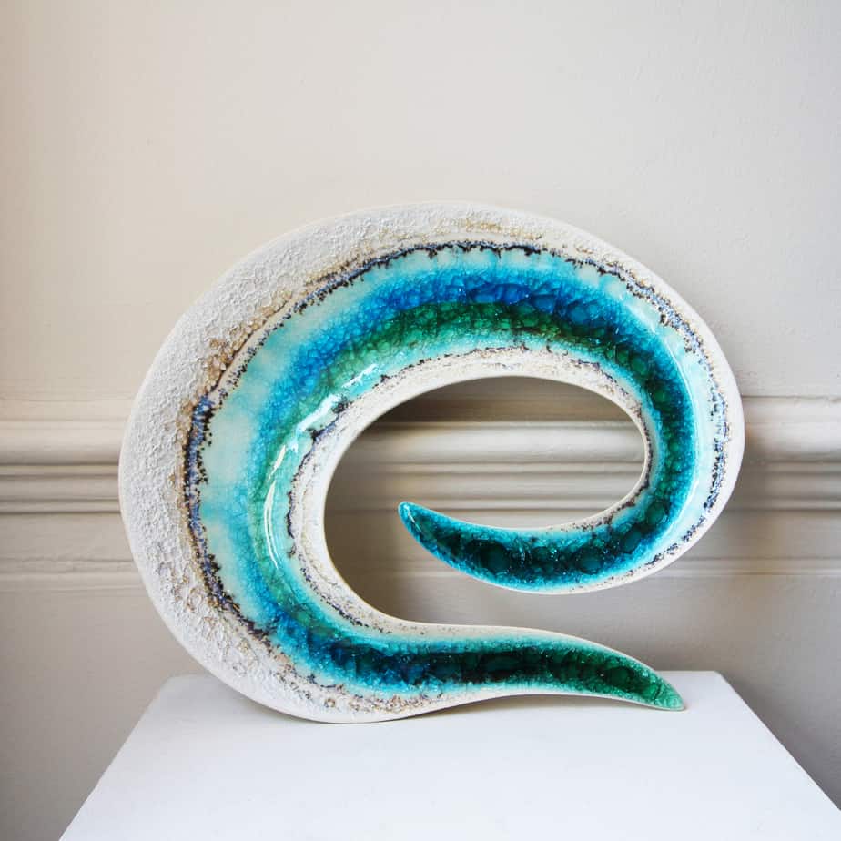 Michele Hannan - Ceramic Blue Green Swirl Wall Hanging - DESIGNYARD, Dublin Ireland.