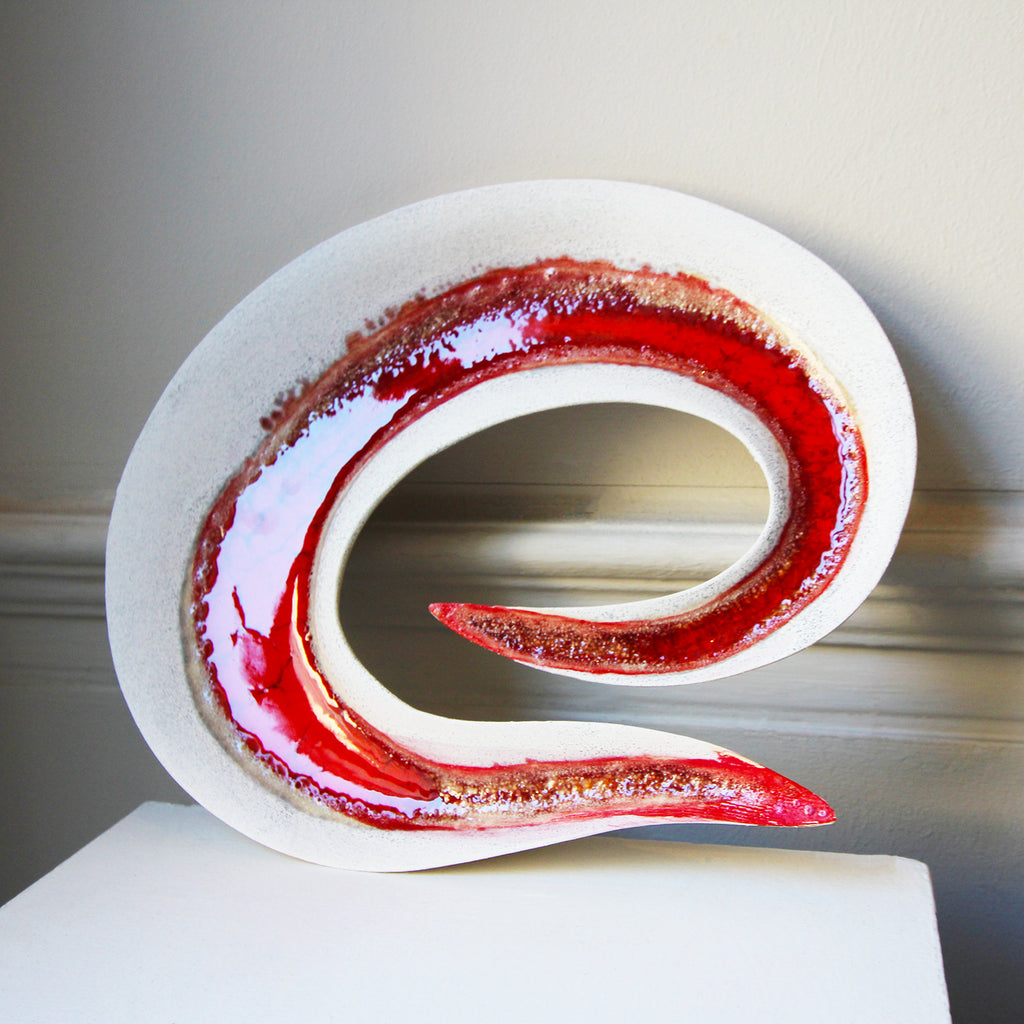 Michele Hannan - Ceramic Red Swirl Wall Hanging - DESIGNYARD, Dublin Ireland.