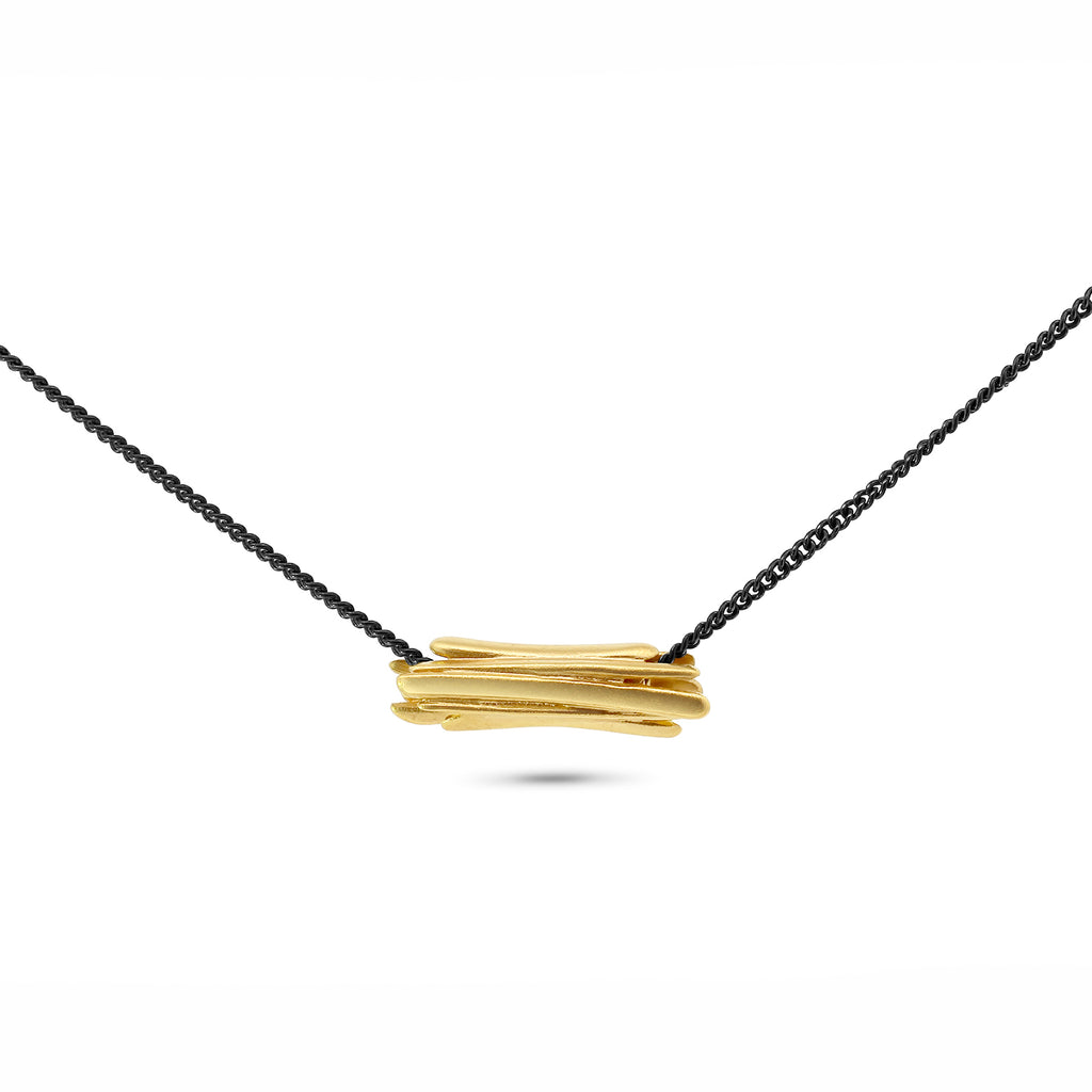 Mirri Damer - Oxidised Silver Gold Drift Pendant - DESIGNYARD, Dublin Ireland.