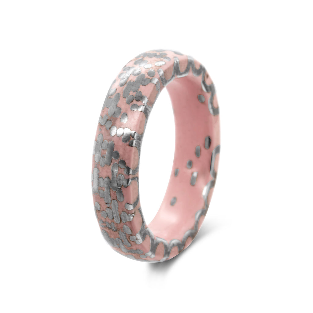 Photograph 1 of Monika Jakubec's Contemporary Silver Pink Resin Slim O Statement Ring. Available on DESIGNYARD.com and in our Jewellery Shop Dublin, Ireland. Free Worldwide Shipping with DHL.