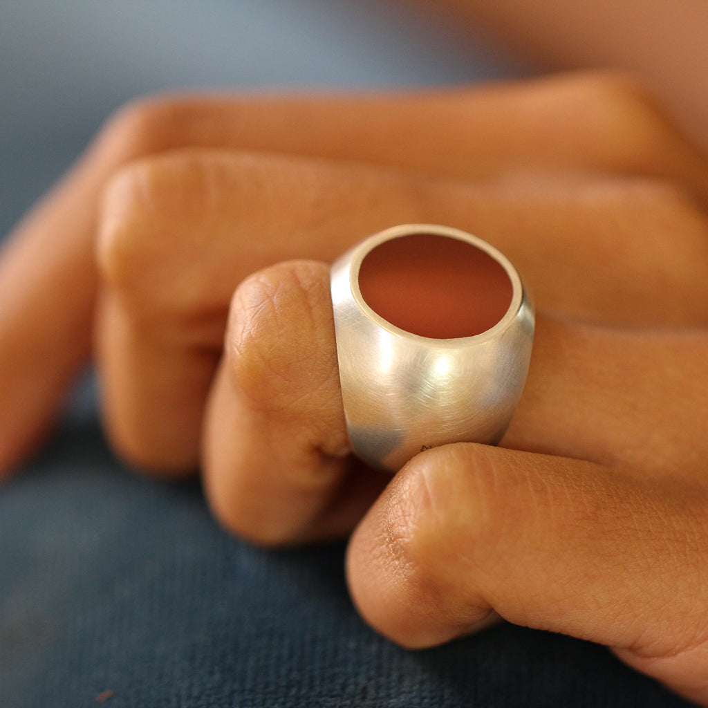 Photograph 4 of Monika Jakubec's Contemporary Silver Sphere Resin Statement Ring. Available on DESIGNYARD.com and in our Jewellery Shop Dublin, Ireland. Free Worldwide Shipping with DHL.