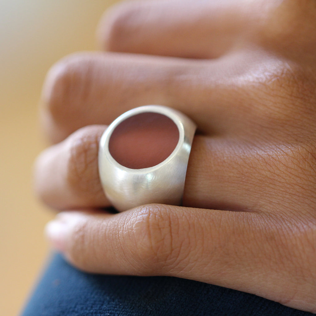 Photograph 3 of Monika Jakubec's Contemporary Silver Sphere Resin Statement Ring. Available on DESIGNYARD.com and in our Jewellery Shop Dublin, Ireland. Free Worldwide Shipping with DHL.