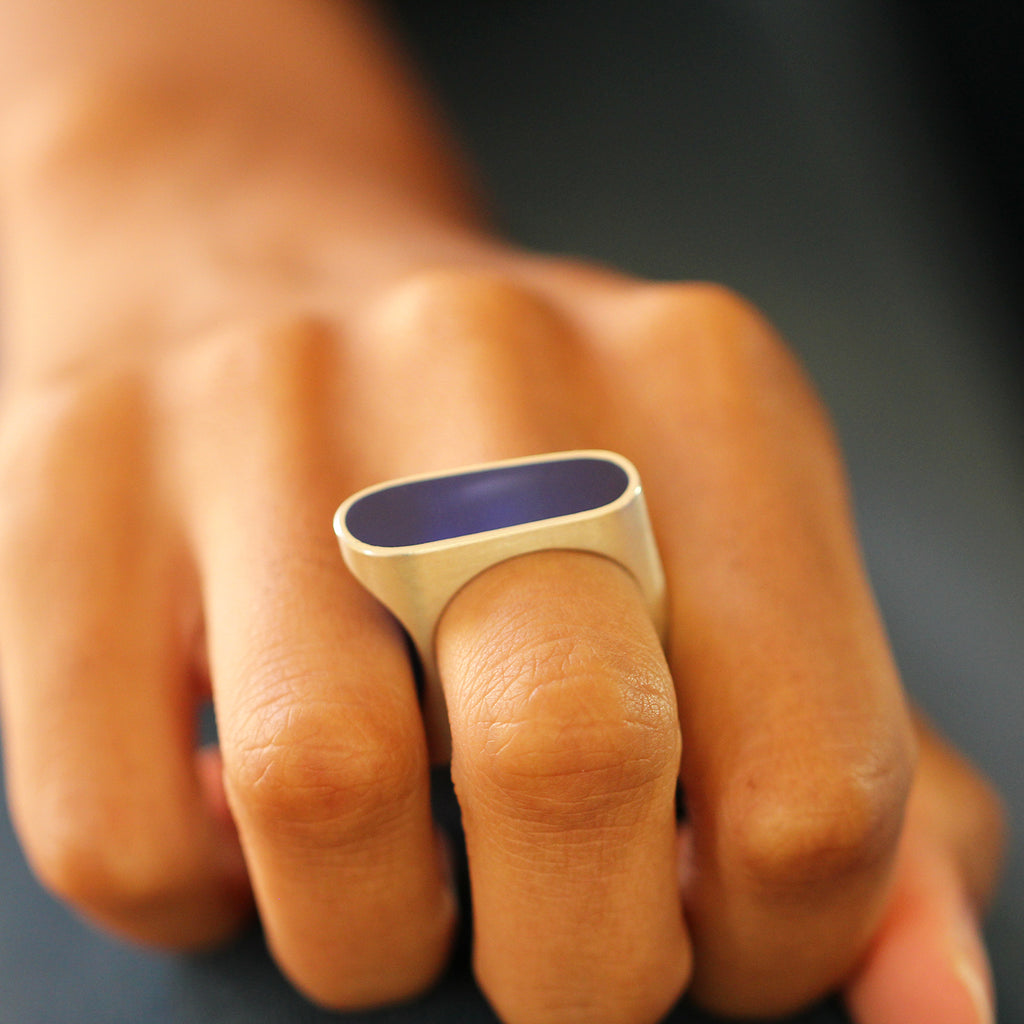Monika Jakubec - Sterling Silver Blue Kalypso Ring - DESIGNYARD, Dublin Ireland.