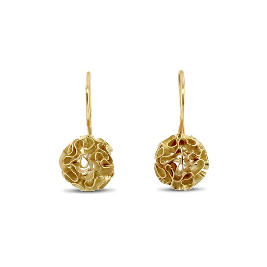 Myriam Oude Vrielink - 14k Yellow Gold Coral Earrings - DESIGNYARD, Dublin Ireland.