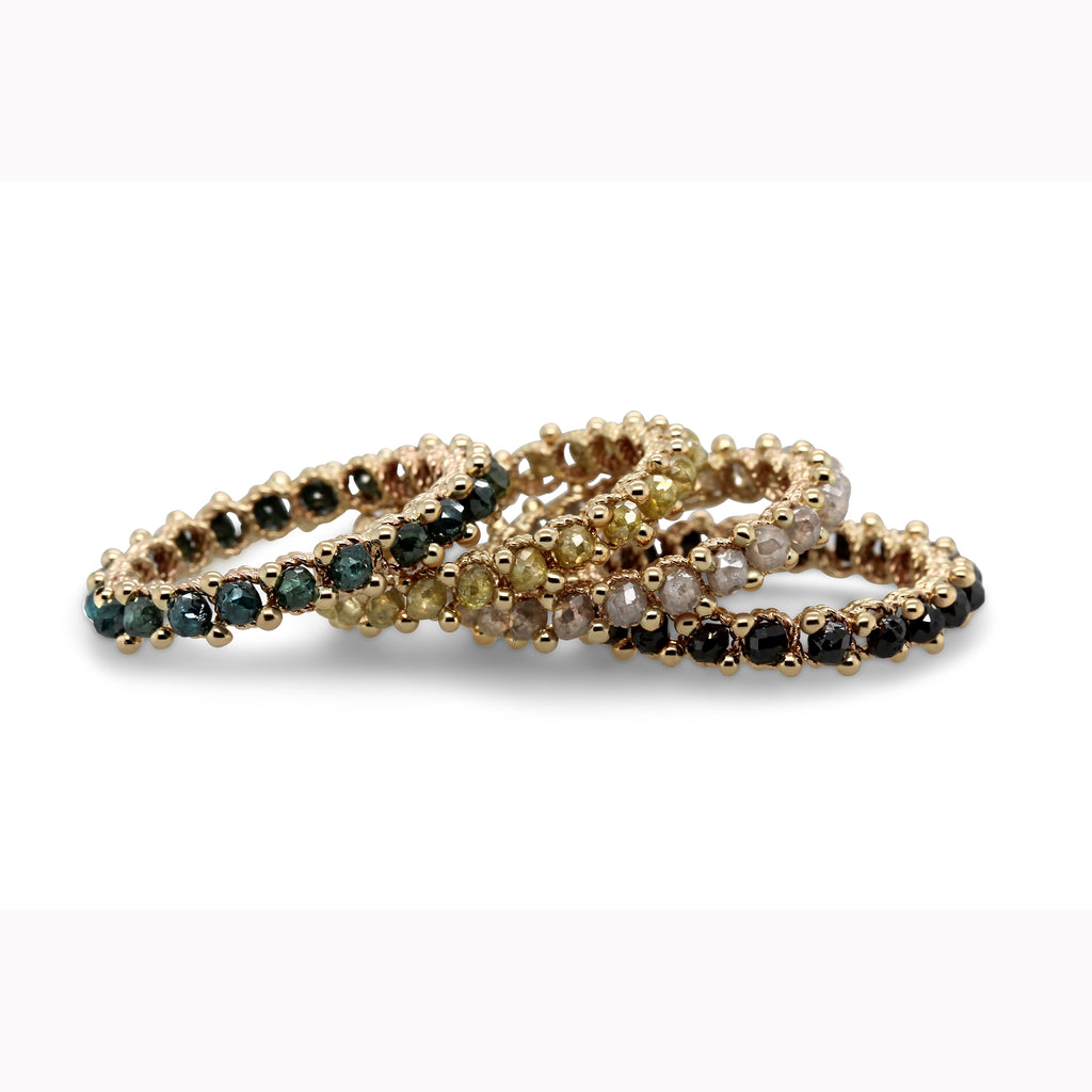 Myriam Oude Vrielink - 14k Yellow Gold Light Grey Rope Diamond Ring - DESIGNYARD, Dublin Ireland.